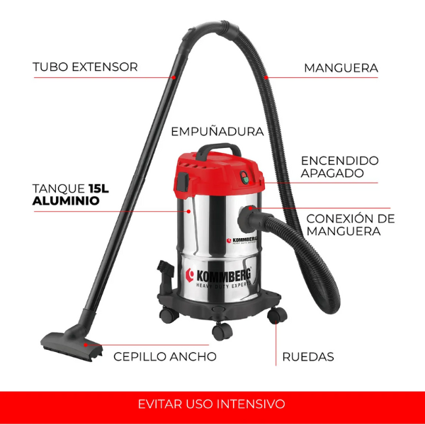 Aspiradora de Tacho 15L Kommberg – Potencia y versatilidad