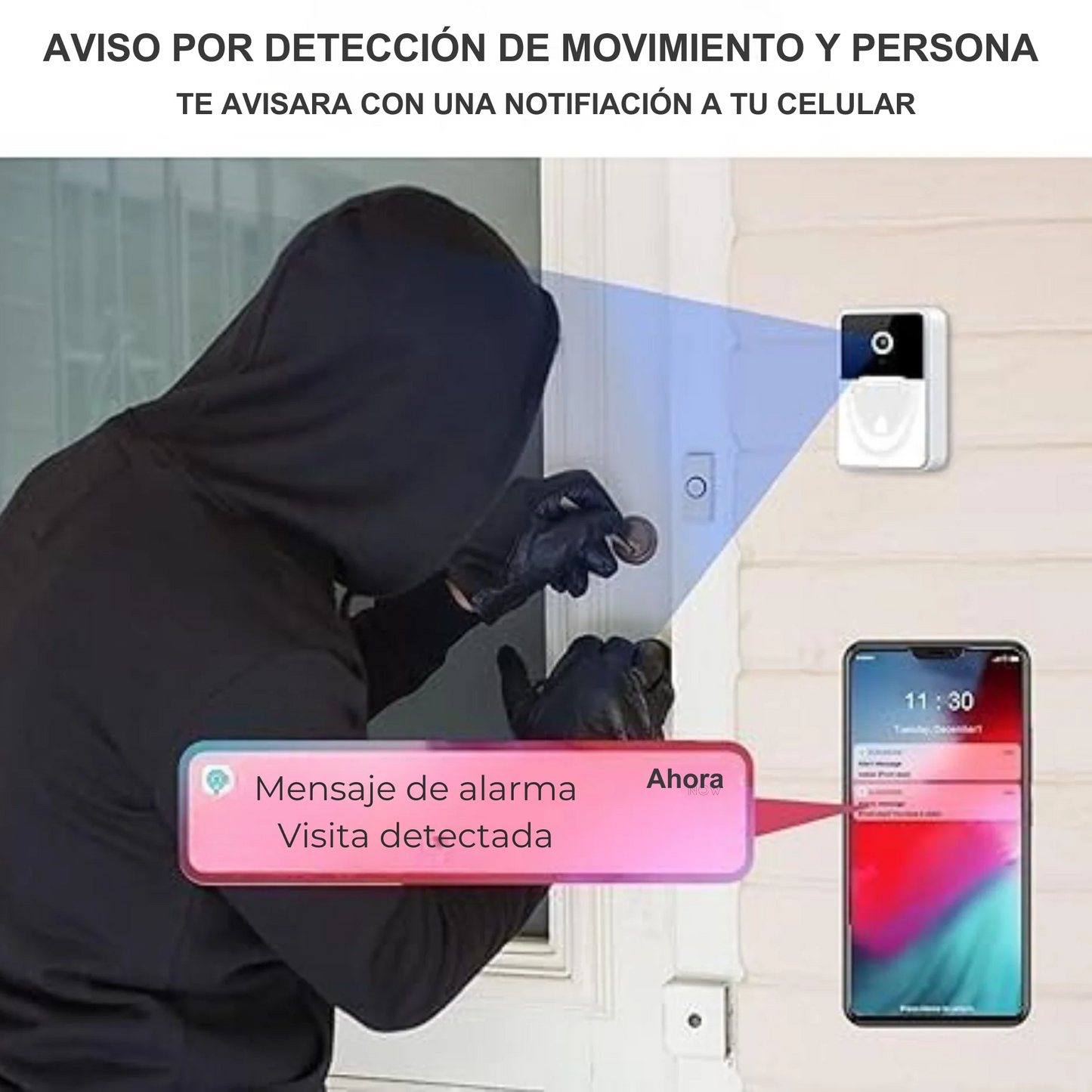 Timbre Inalámbrico con Cámara, Transmisión y Notificación al Celular