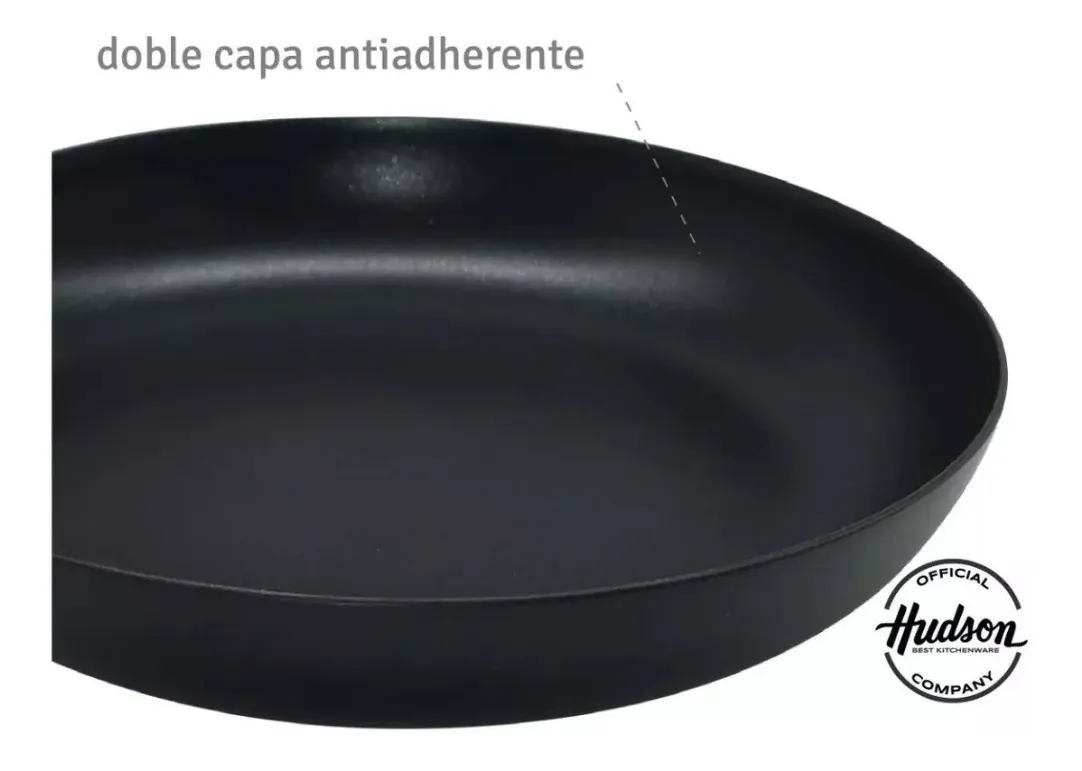 Batería Total Black Inducción Hudson - Juego Set Teflón 6 Piezas
