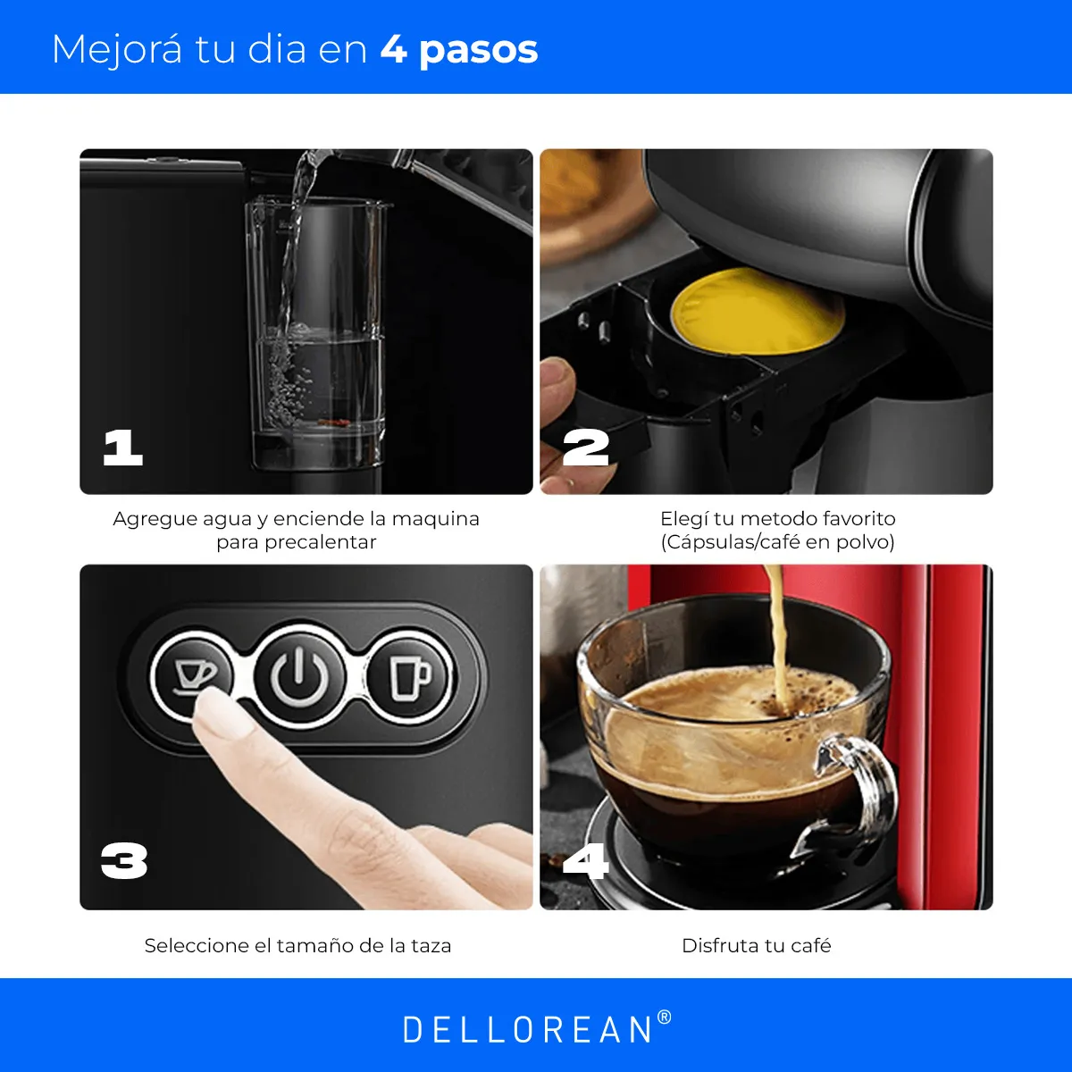 Cafetera Delloeran Express 0.6L 19Bar
