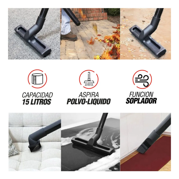 Aspiradora de Tacho 15L Kommberg – Potencia y versatilidad