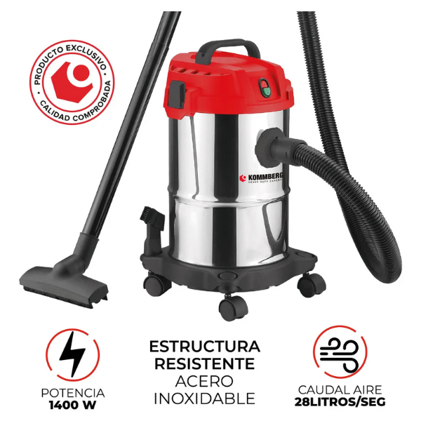 Aspiradora de Tacho 15L Kommberg – Potencia y versatilidad