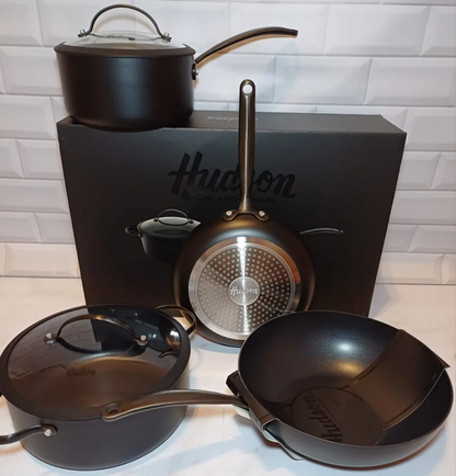 Batería Total Black Inducción Hudson - Juego Set Teflón 6 Piezas